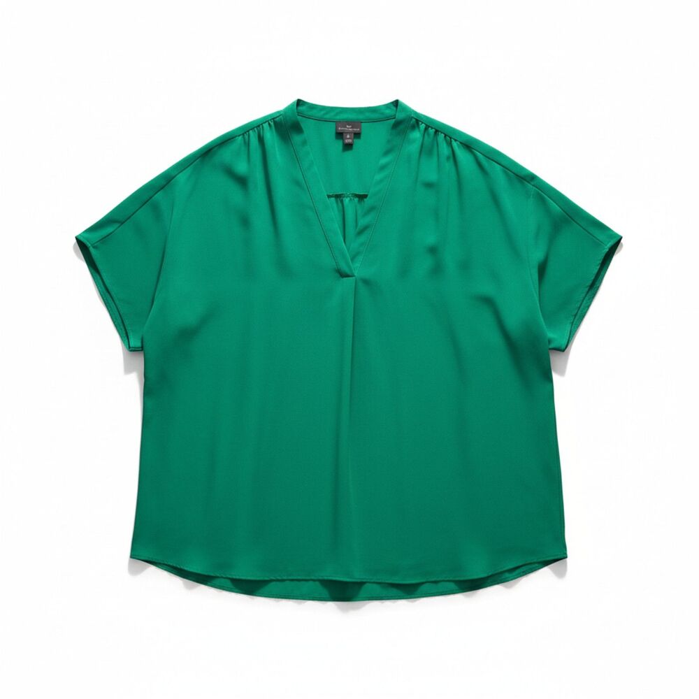 WORTHINGTON Green Blouse V-Neck Top Professional Career Office Workwear 0X